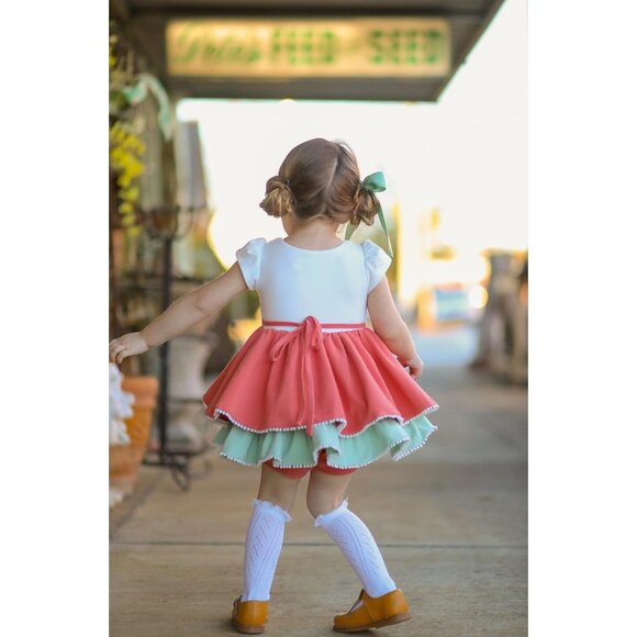 Sz 8 Girl August Apricot Rainbow Lucy dress and shorts set NWT - Picture 7 of 8